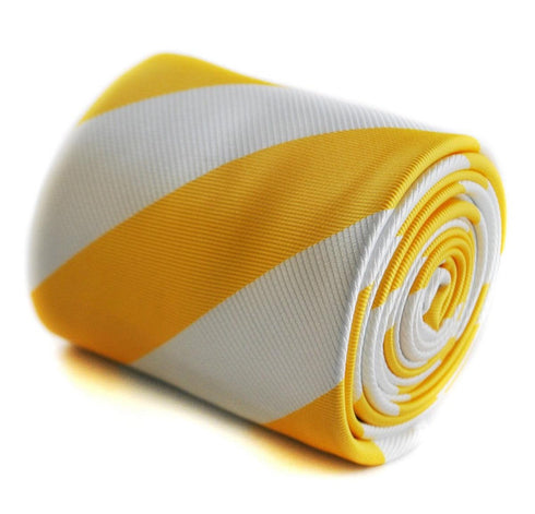 yellow and white barber striped tie