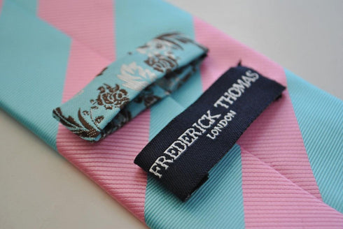 pink and light blue barber striped tie