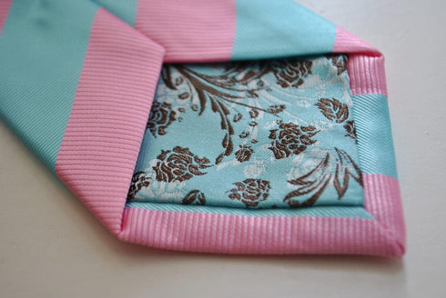 pink and light blue barber striped tie