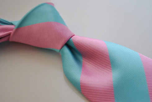 pink and light blue barber striped tie