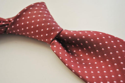 burgundy tie with pink pin polka dots