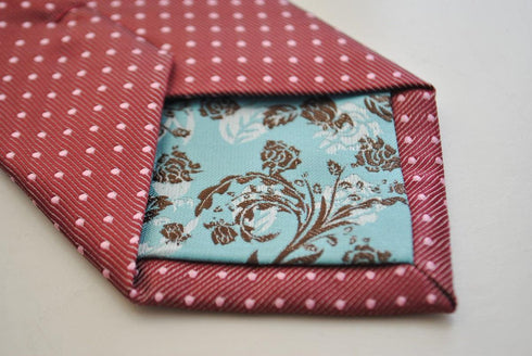 burgundy tie with pink pin polka dots