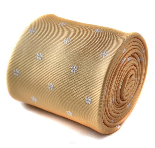 pale yellow tie with flower pattern
