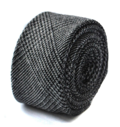 black tweed wool skinny tie