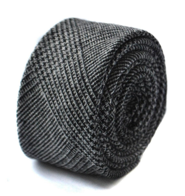 black tweed wool skinny tie