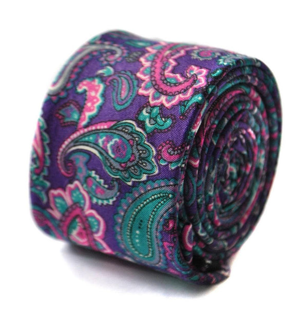 purple paisley linen tie