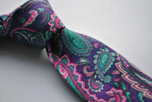purple paisley linen tie