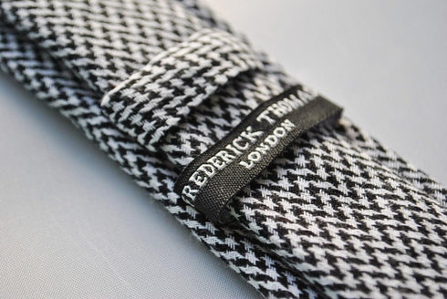 black and white dogtooth wool skinny textured tie