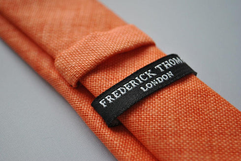 orange slim linen textured tie