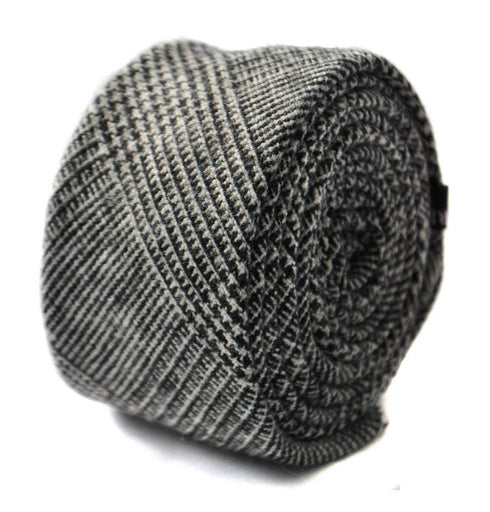 grey tweed wool skinny tie