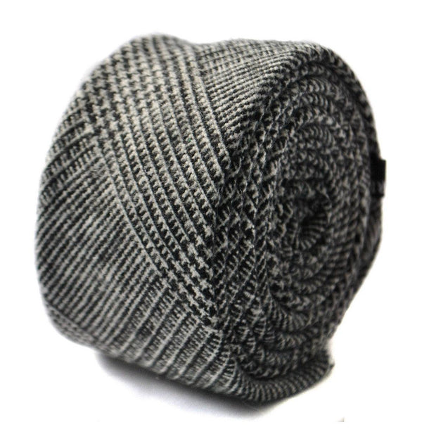 grey tweed wool skinny tie
