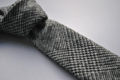 grey tweed wool skinny tie