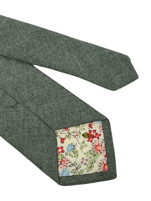sea green turquoise skinny cotton textured tie