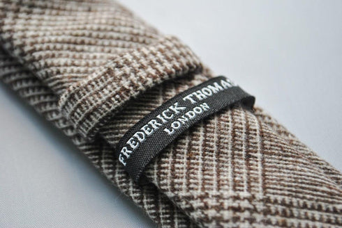 brown tweed wool skinny tie
