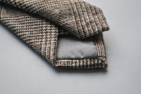 brown tweed wool skinny tie