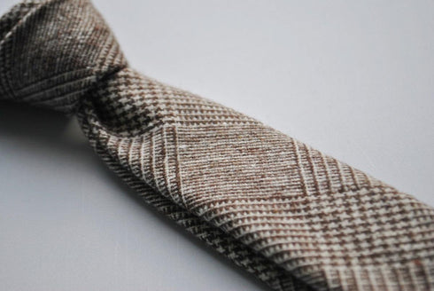 brown tweed wool skinny tie
