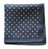 navy patterned four corner silk pocket square with navy edging