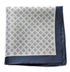 navy patterned four corner silk pocket square with navy edging