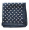 navy patterned four corner silk pocket square with navy edging