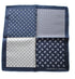navy patterned four corner silk pocket square with navy edging