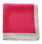 bright pink silk pocket square with white edging
