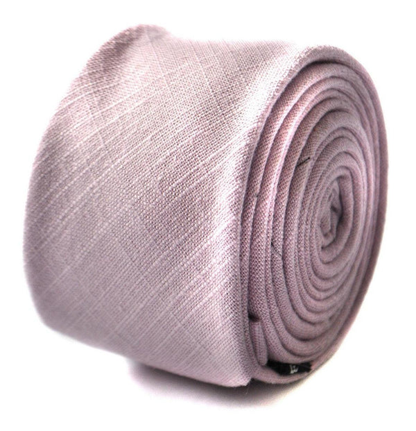 plain pale pink slim linen tie