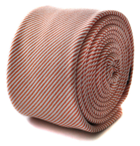 red and white pin striped skinny linen tie