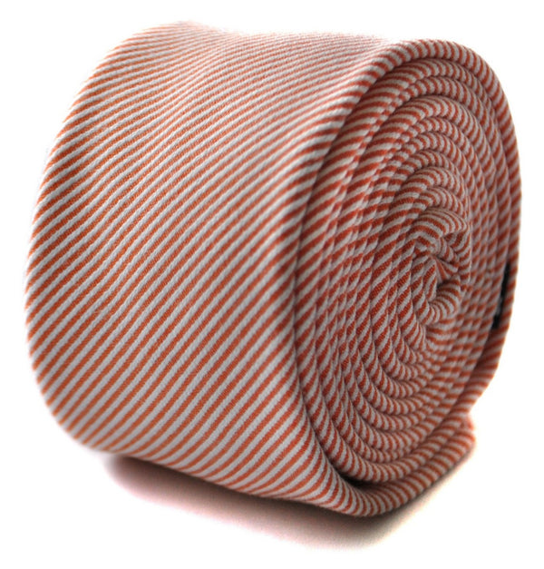 red and white pin striped skinny linen tie