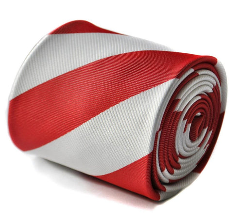 red and white barber striped tie