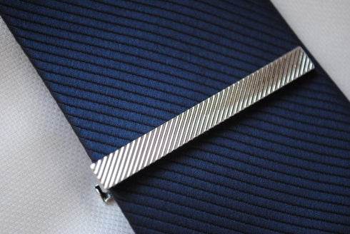 striped silver tie clip