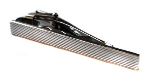 striped silver tie clip
