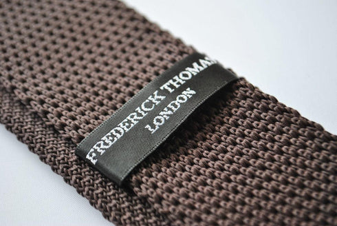 plain chocolate brown skinny knitted tie