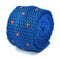 royal blue skinny knitted tie with orange polka dots