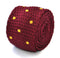 burgundy skinny knitted tie with gold polka dots