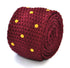 burgundy skinny knitted tie with gold polka dots