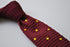 burgundy skinny knitted tie with gold polka dots
