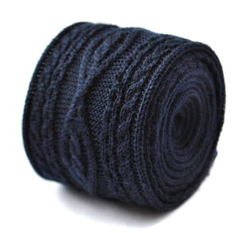 navy blue skinny cable knit tie