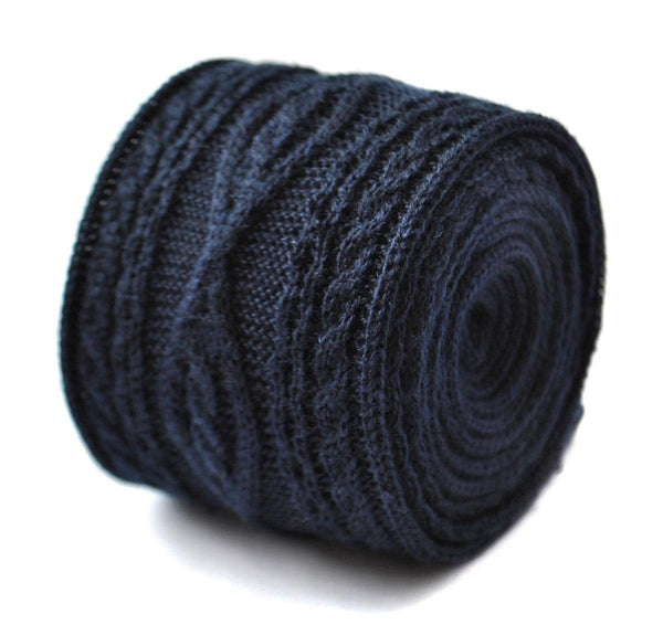 navy blue skinny cable knit tie
