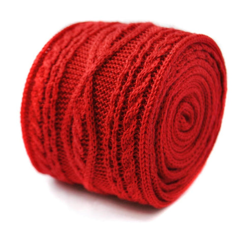 red skinny cable knit tie