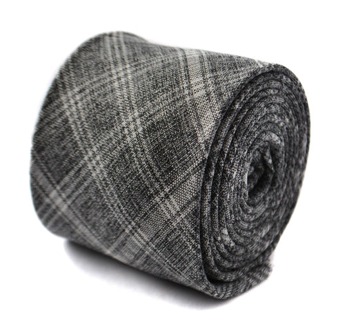 grey and white check design in 100% cotton linen tie