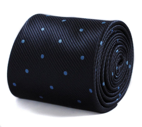 navy tie with blue polka dots