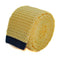 lemon yellow skinny knitted tie with navy blue tip