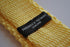 lemon yellow skinny knitted tie with navy blue tip