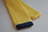 lemon yellow skinny knitted tie with navy blue tip