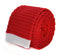 red skinny knitted tie with white tip