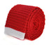 red skinny knitted tie with white tip