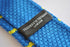 royal blue skinny knitted tie with yellow stripes