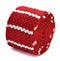 red skinny knitted tie with white stripes