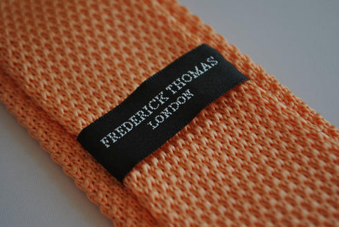 plain peach orange skinny knitted tie