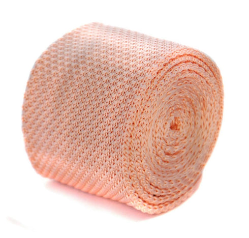plain light blush pink skinny knitted tie